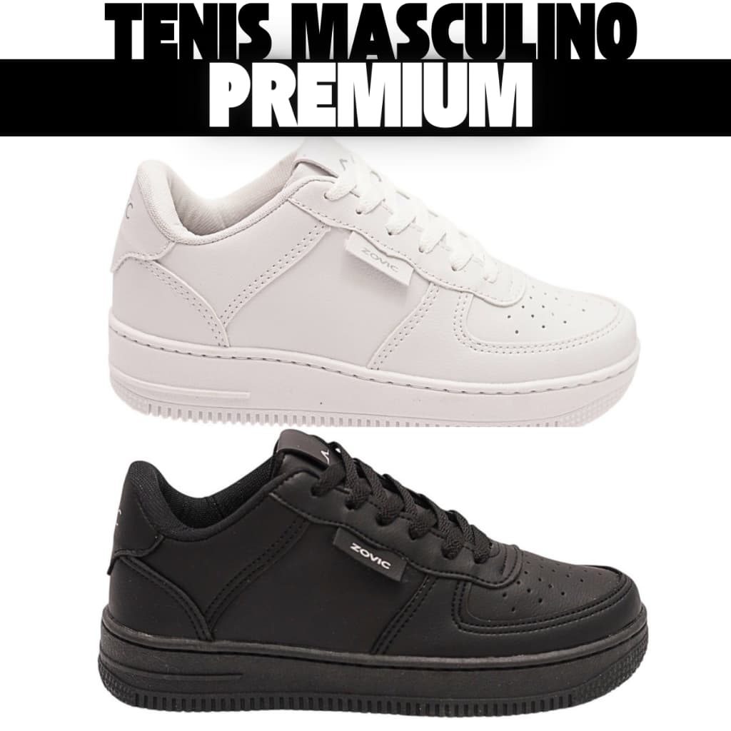Tenis Masculino Casual Premium 34 Ao 43 Couro Costurado Solado Ultra Macio