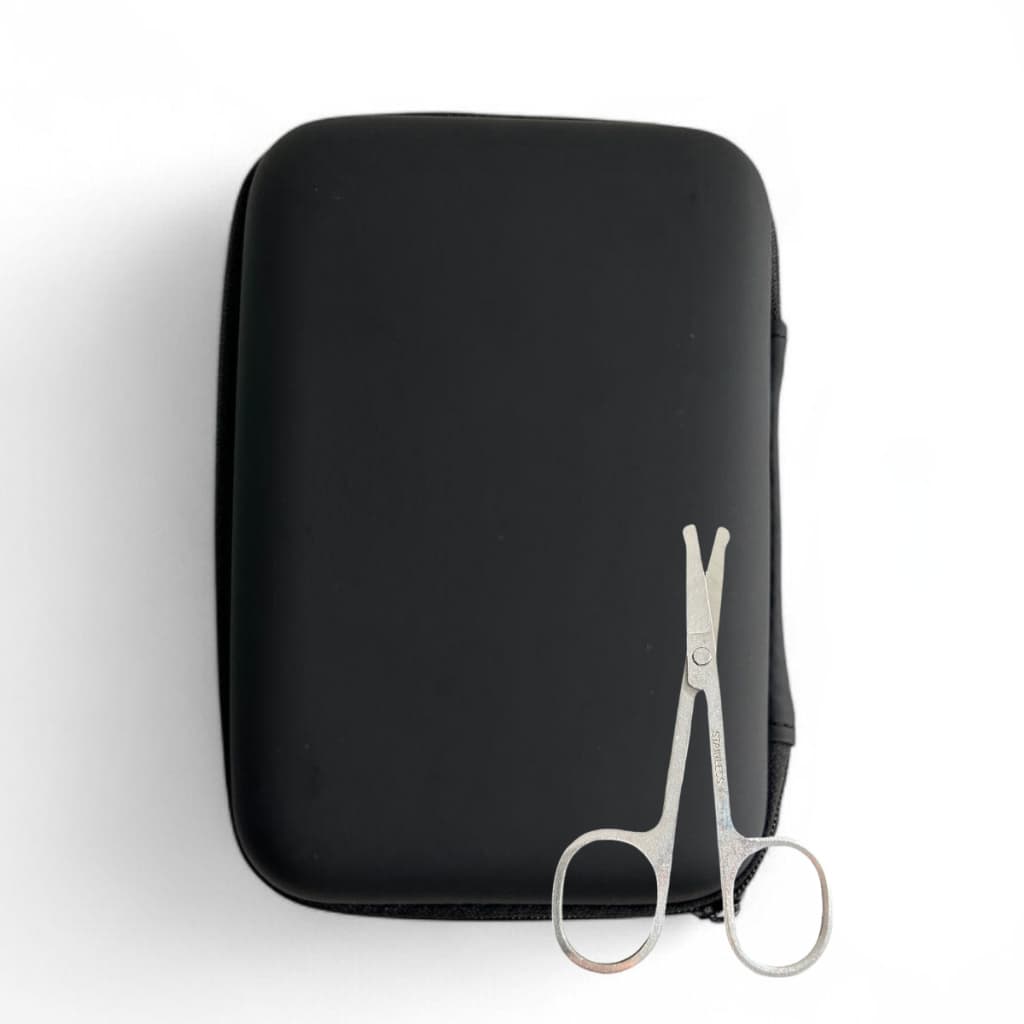 Kit Case + Tesoura Case Estojo Organizador Preto com Zíper e Divisória