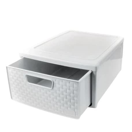 OFERTA Gaveteiro Modular Rattan Empilhável Decoração Porta calçado Branco Nitron