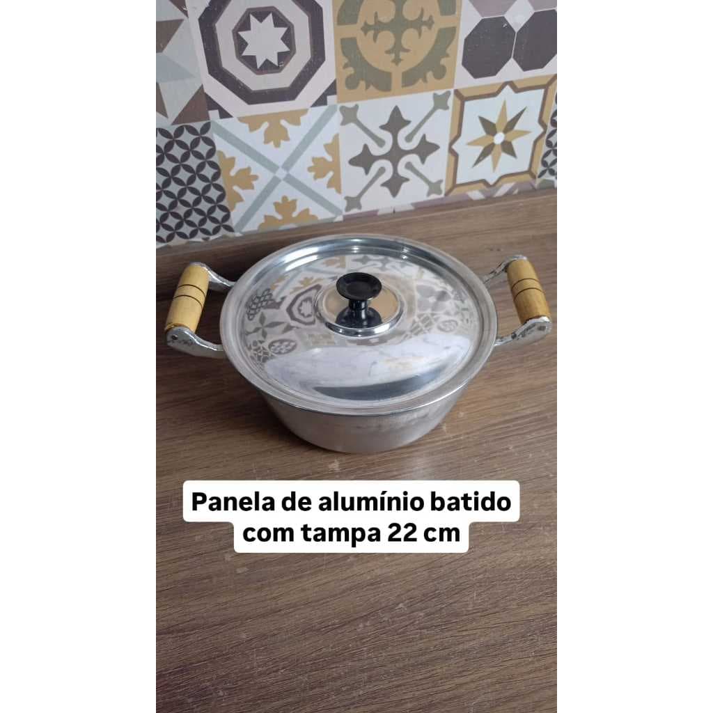 Panela de mostruario de aluminio batido na promoção numero 22 cm capacidade 2,2 ml fotos reais