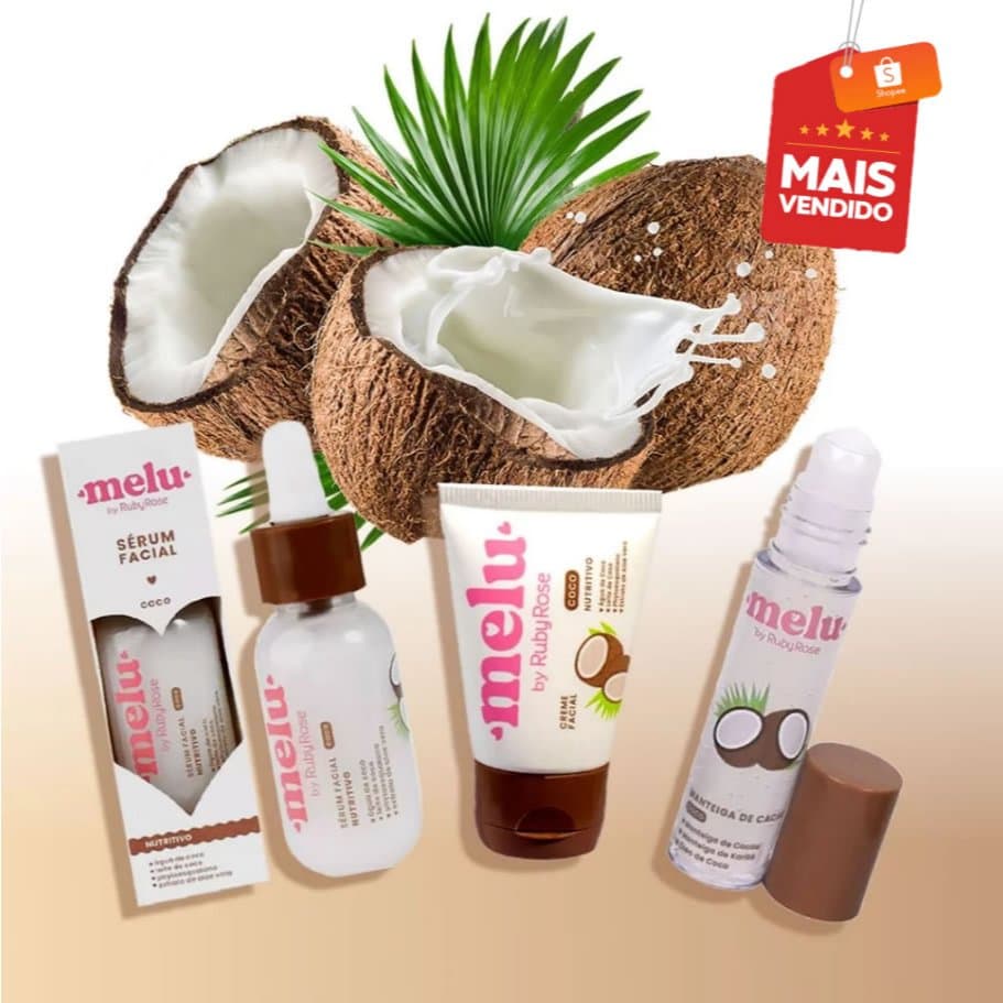 Kit de Sérum Facial 30ml e Creme de Coco 40g - Melu by Ruby Rose