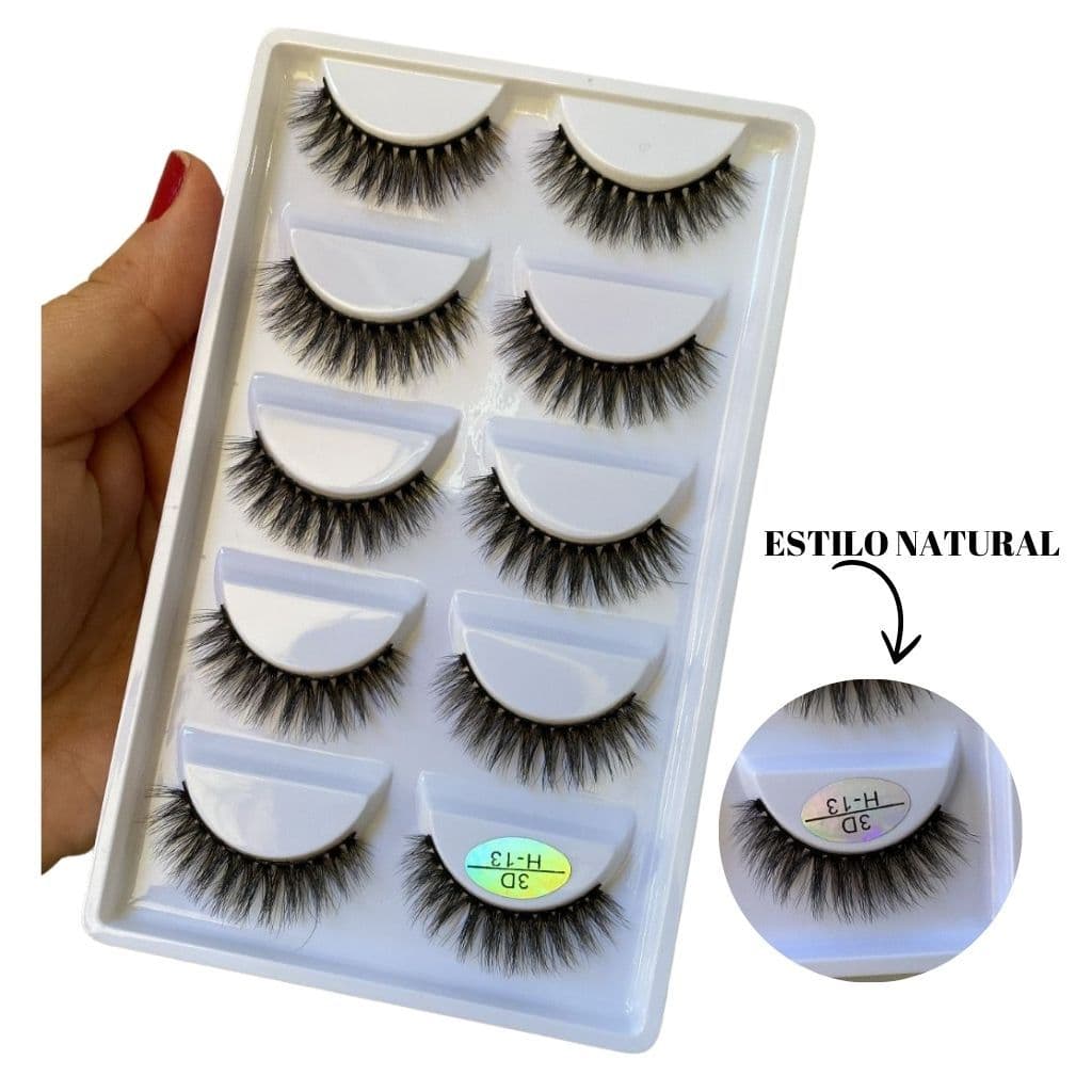 Cartela cilios postiços 3D MINK estilo natural gatinho e cantinho variados