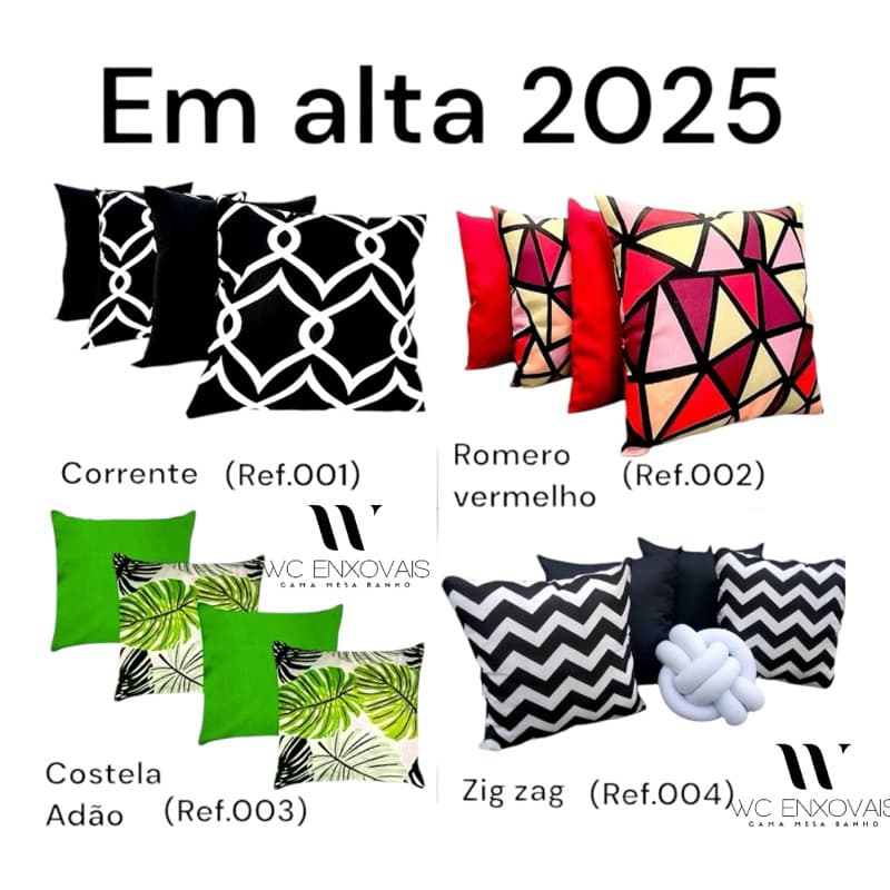 Kit C/4 Capas De Almofadas Decorativas 45x45 Estampadas