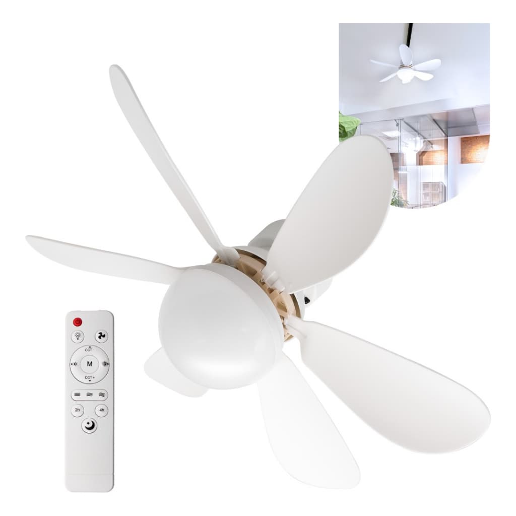 Ventilador Teto de Controle Remoto Bivolt Com Led Lâmpada Luz 3 60w