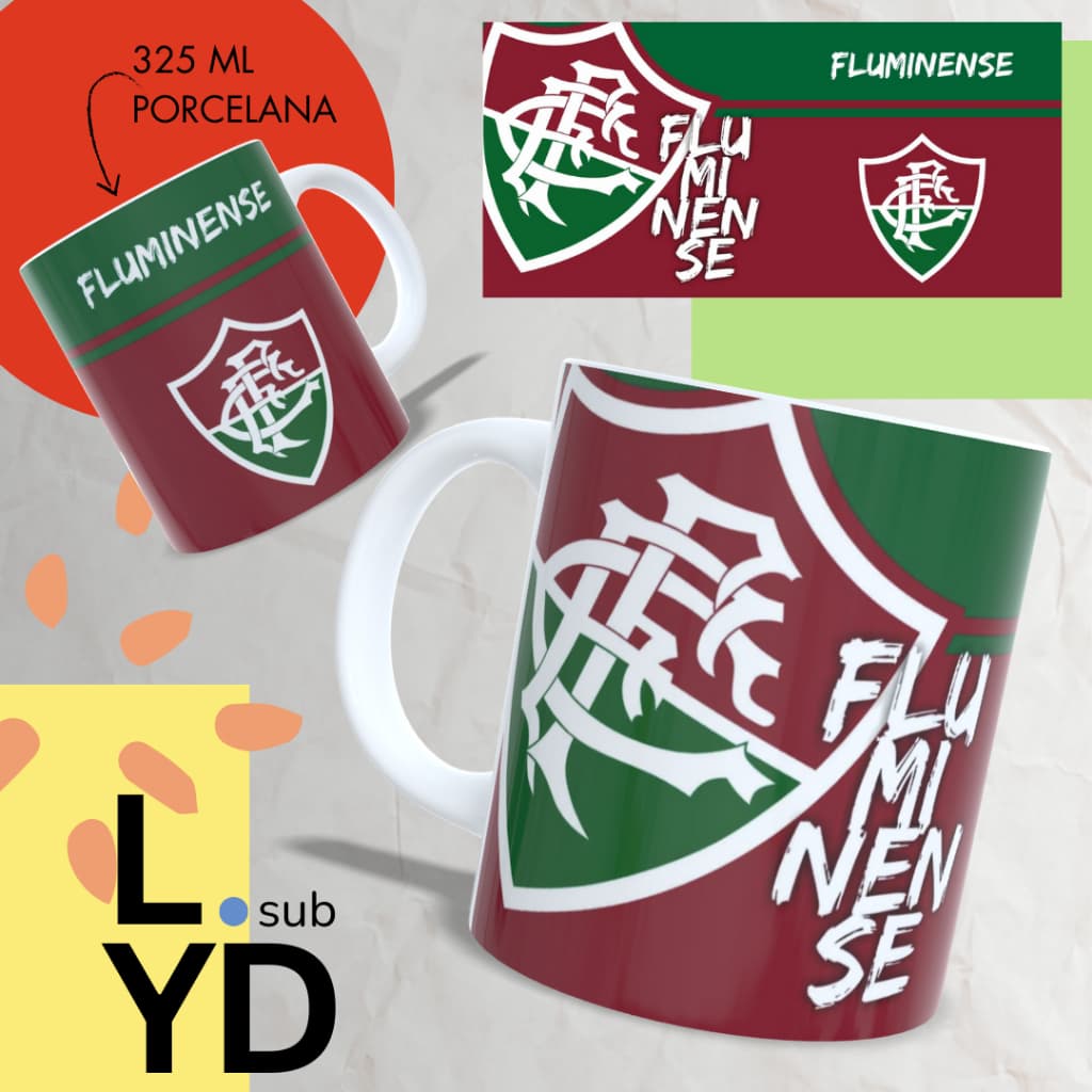 Caneca de Porcelana Personalizada Xícara Personalizada Fluzão Tricolor Flu Time de Futebol