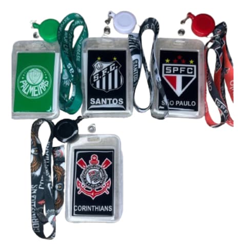 Porta Crachá/Cartão Retrátil com Cordão Personalizado de Times - Prático e Estiloso