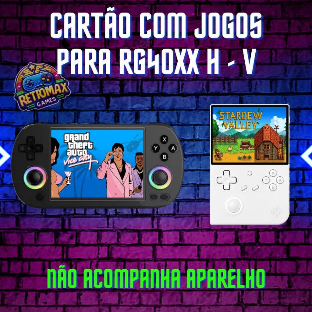 Cartão com Games Para AMBERNIC RG40XX H V Atualizado - Só Plugar e Jogar