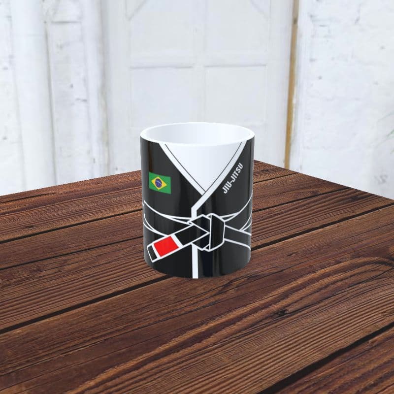 Caneca de Jiu-jitsu Faixa Preta com Seu nome personalizado Porcelana