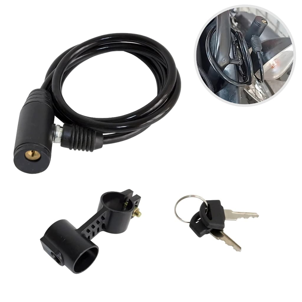 Cadeado Para Trancar Capacete Moto Bike Bicicleta Estepe 1m x 6mm Aço