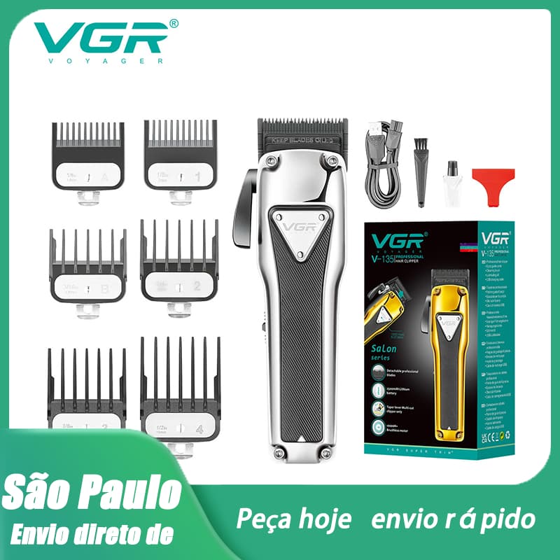 Cortador De Cabelo Profissional Vgr Oiv-135 Kit 6 Pentes Dourado Elegante Barba Cabelo Sem Fio