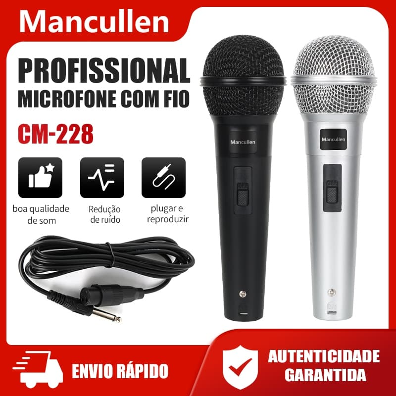 Microfone com fio dinâmico Mancullen original para alto-falante de karaokê microfone de mão