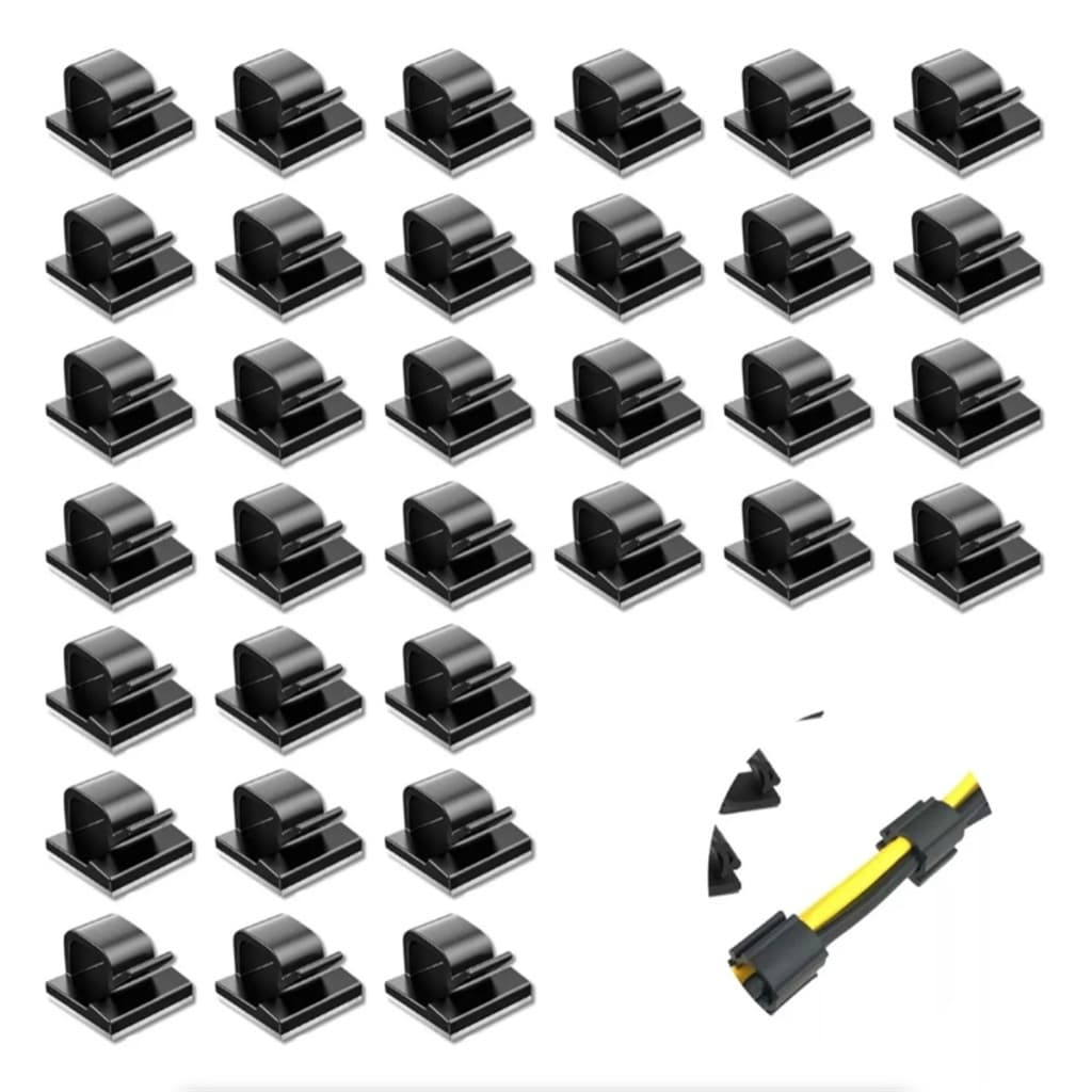 Kit 60 Clipes De Cabo Organizador De Cabos Adesivos Casa