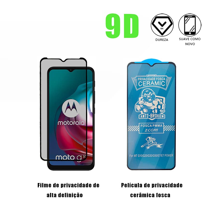 Aplicável a MOTO EDGE 20PRO 30 30NEO 30PRO ONE FUSION G9POWER Alta qualidade Película de privacidade cerâmica fosca