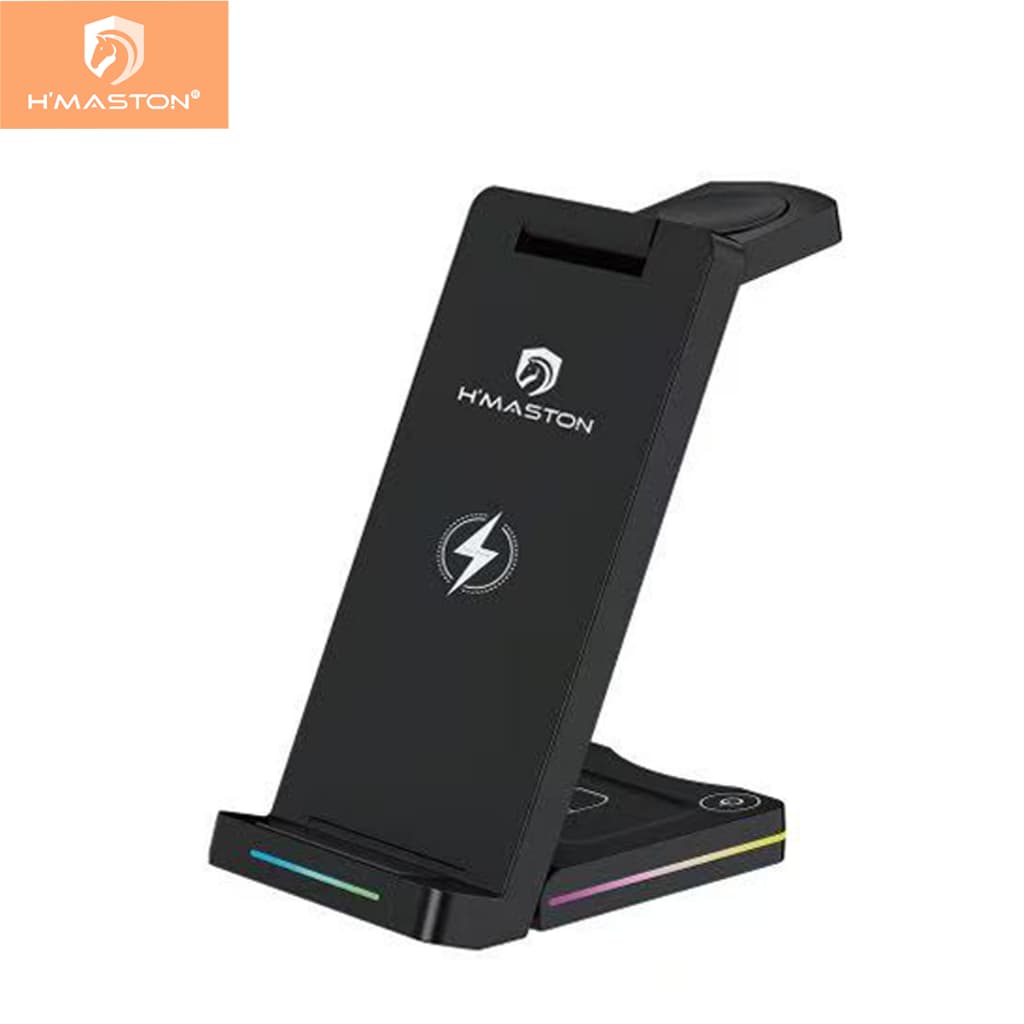 H'Maston YD-55 3 em 1 Carregador Rápido Sem Fio Suporte Apple Watch Dobrável Estação de Carregamento