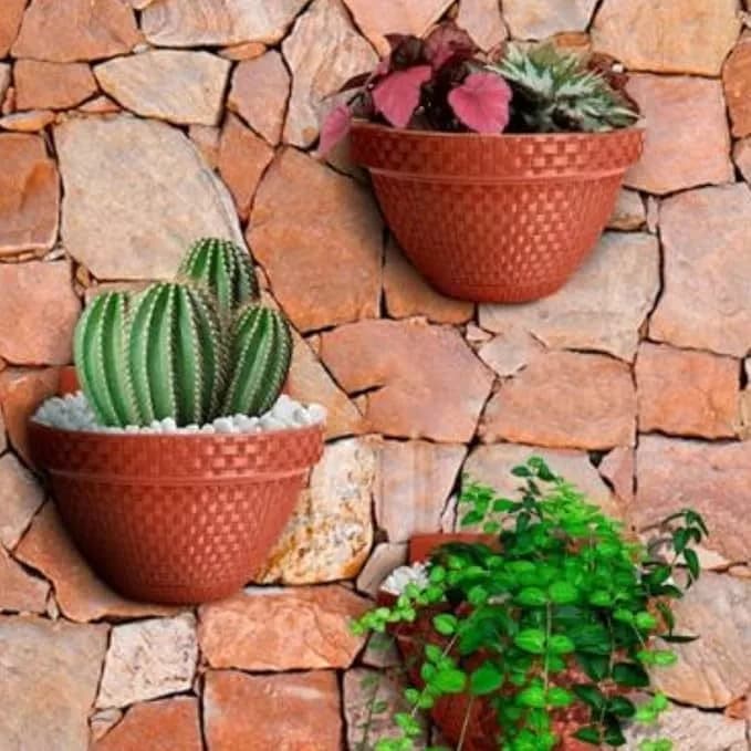 Vaso De Parede Meia Lua Rattan 3 Litros Para Plantas Flores Jardim Vertical Horta