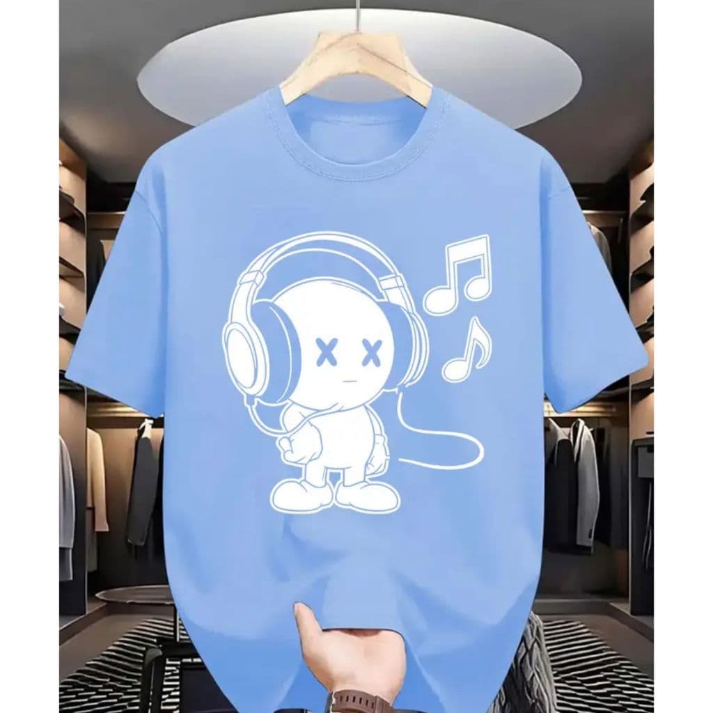Camiseta masculina MENINO MUSICA Gola Redonda Manga Curta Algodão Moda Basica, Praia ,Verão  Todos Os Estilos