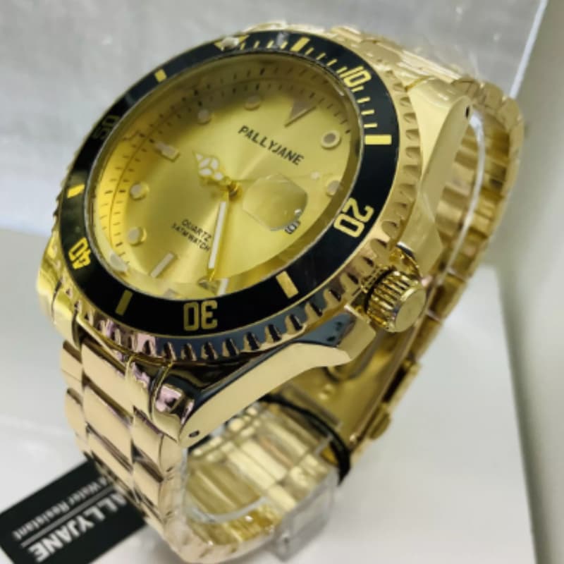 Relógio De Metal Masculino À Prova d'Água Pallyjane Submariner Dourado Elegante