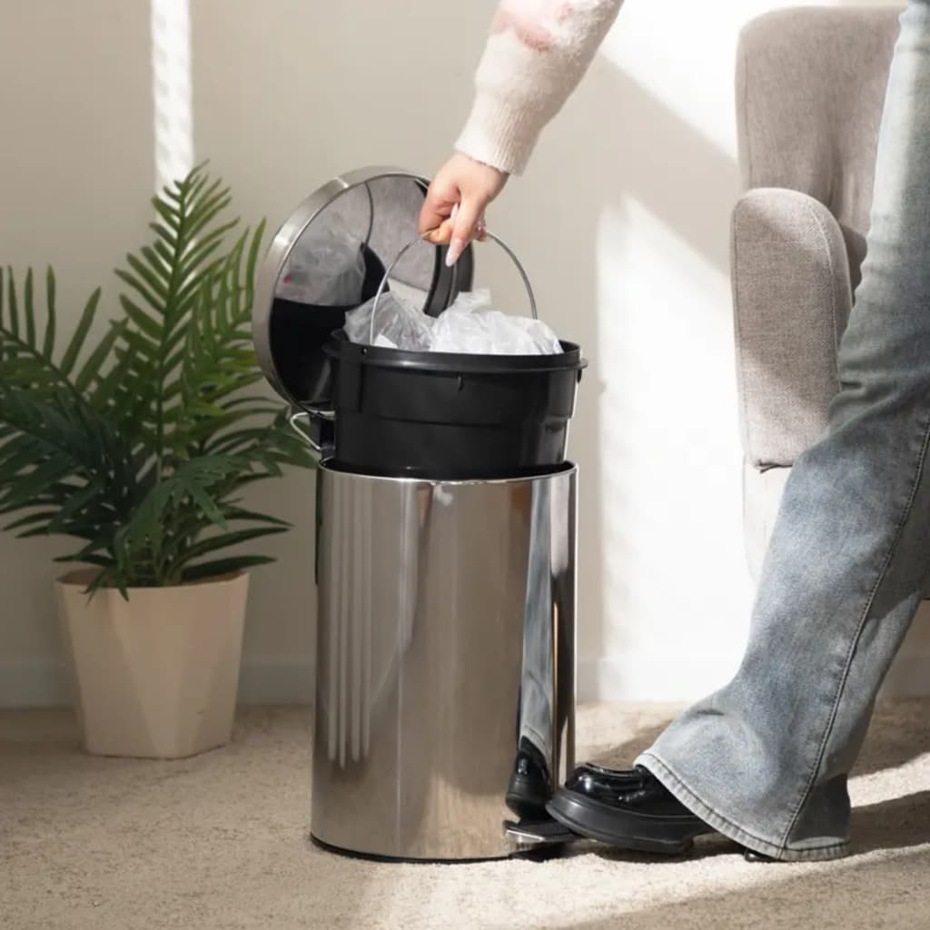 Lixeira Redonda de Aço Inox 5 Litros:Praticidade para Casa e Banheiro e Escritório