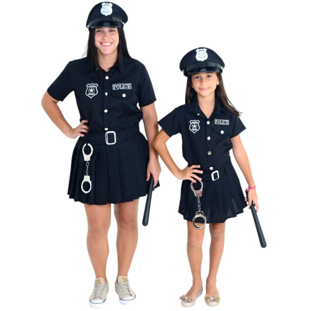 Fantasia Policial Infantil e Adulta Feminina + Acessórios - Cosplay Polícia