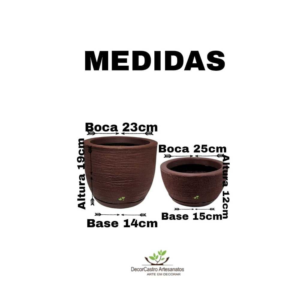 Kit 2 Vasos Para Plantas em Polietileno Escovado Texturizado Bacia N1 Bojo N1