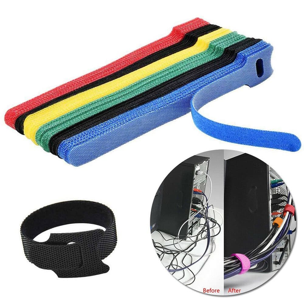 Kit 10 a 100 - Organizador de Cabos Fios Velcro Abraçadeira Prendedor - Cabos Celular