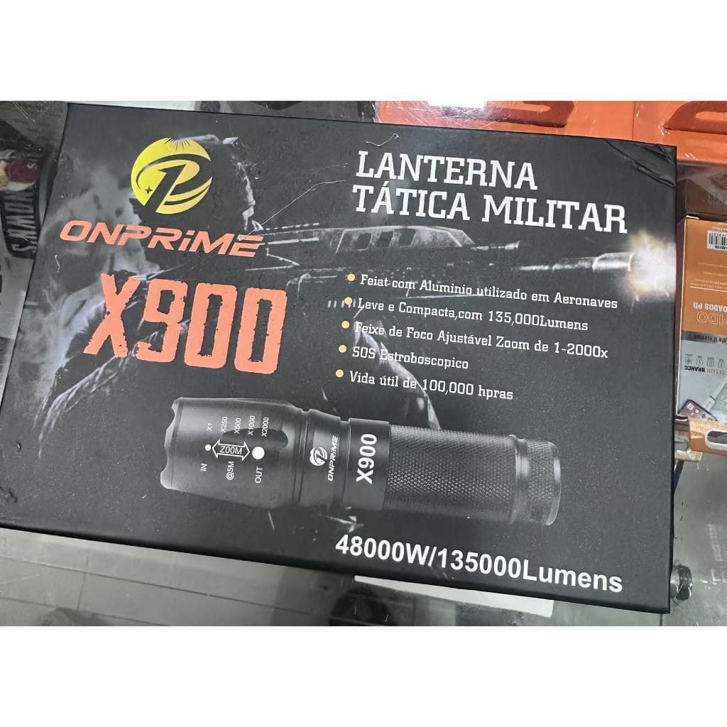 Lanterna Tática Policial Militar X900 com Bateria Recarregável