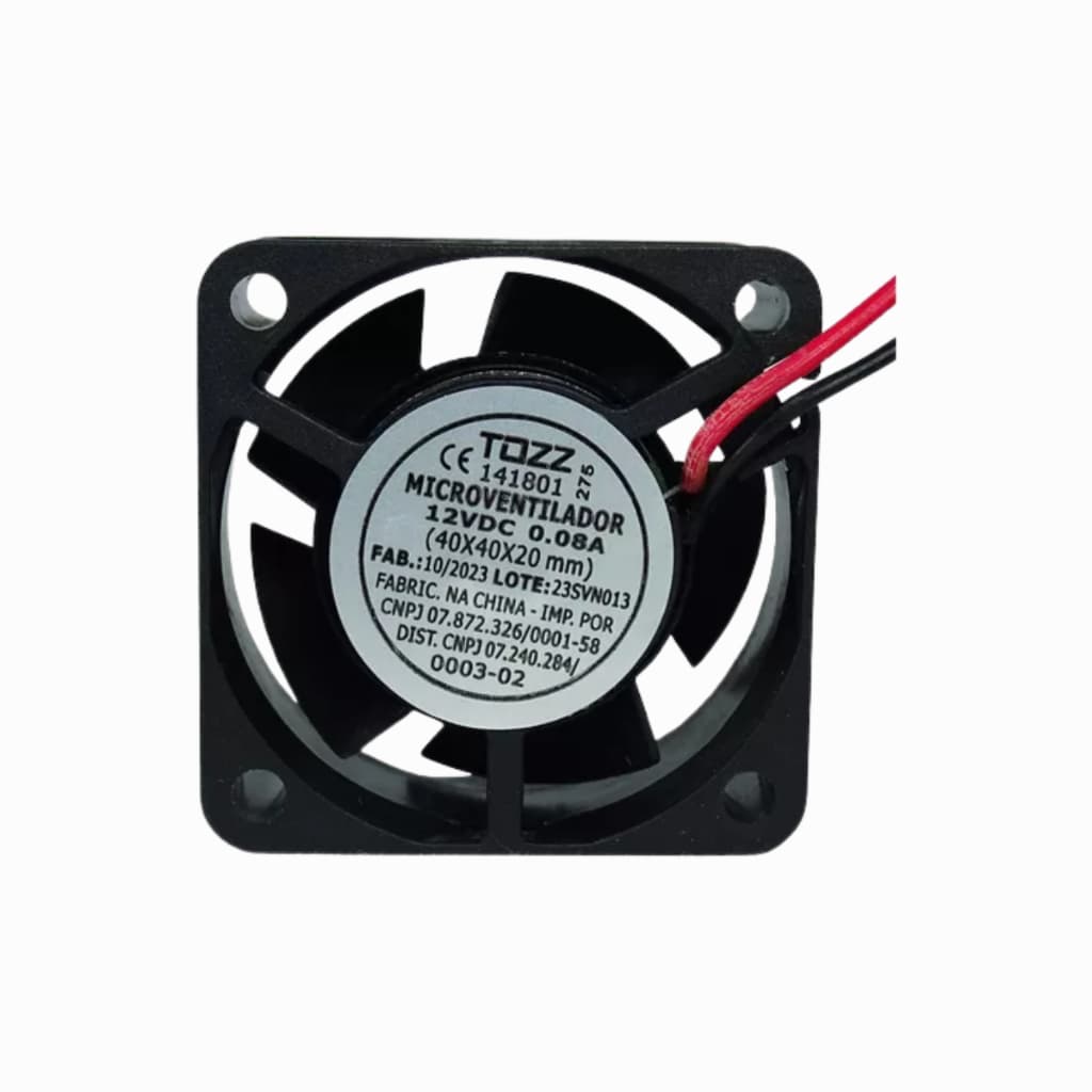 Micro Ventilador Cooler Ventoinha 40x40x20 MM 12VDC-0,08A - TOZZ