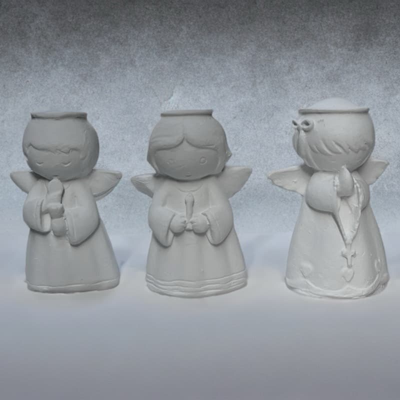 Kit Trio de Anjinhos em Gesso Cru