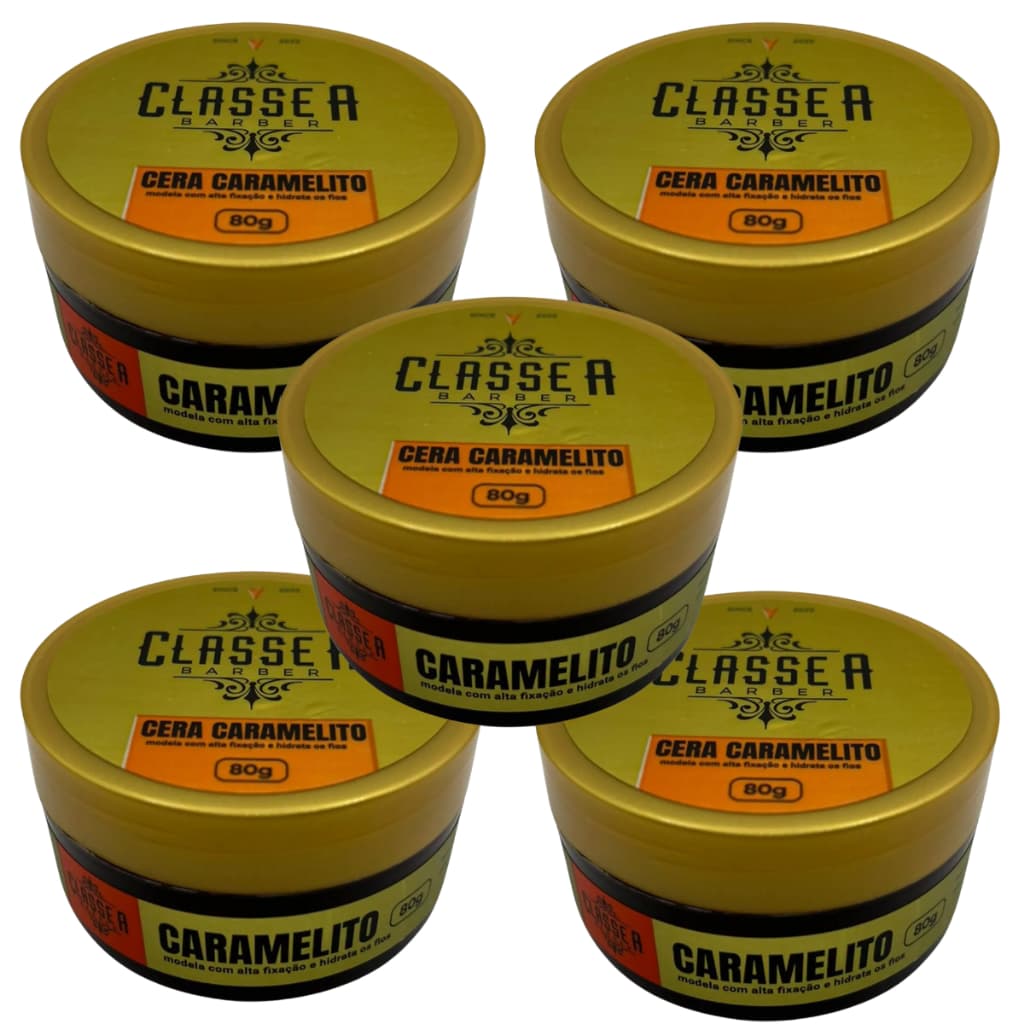 Kit 5 Pomada Caramelito Classe A Barber Alta Fixação Hidrata os Fios 80g