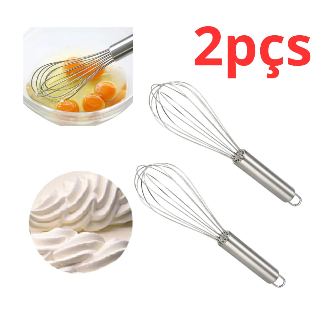 Batedor De Ovo E Ovos De 25cm  Aço Inox Fue Fouet Fuer Fuet Kit 2pçs