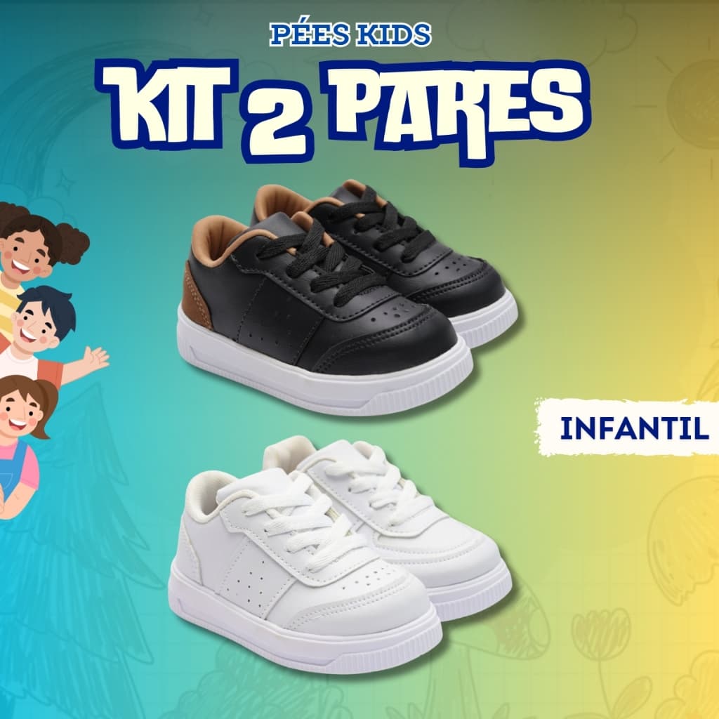 Kit 2 Pares Tênis Infantil Menino Estiloso e Confortável Perfeito para Escola Envio Rápido