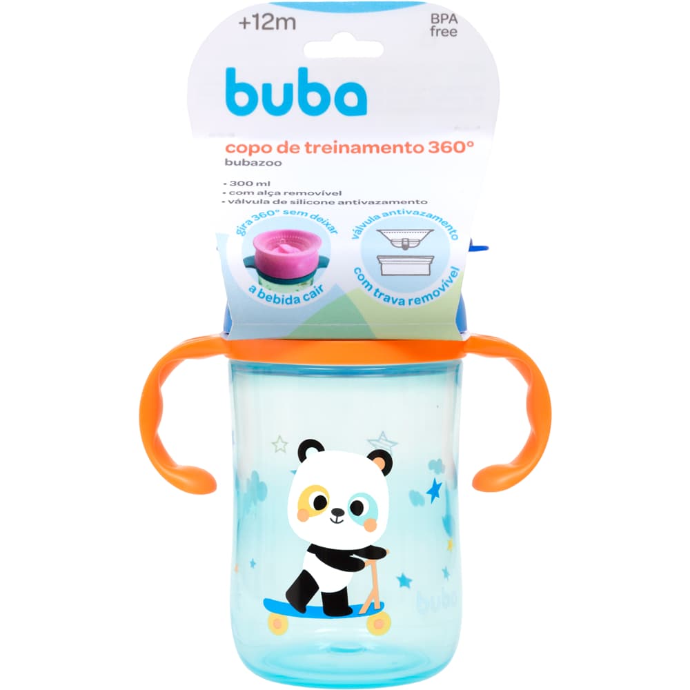Copo de Treinamento BUBA com Alça Removível 360° - Zoo Panda 300ml