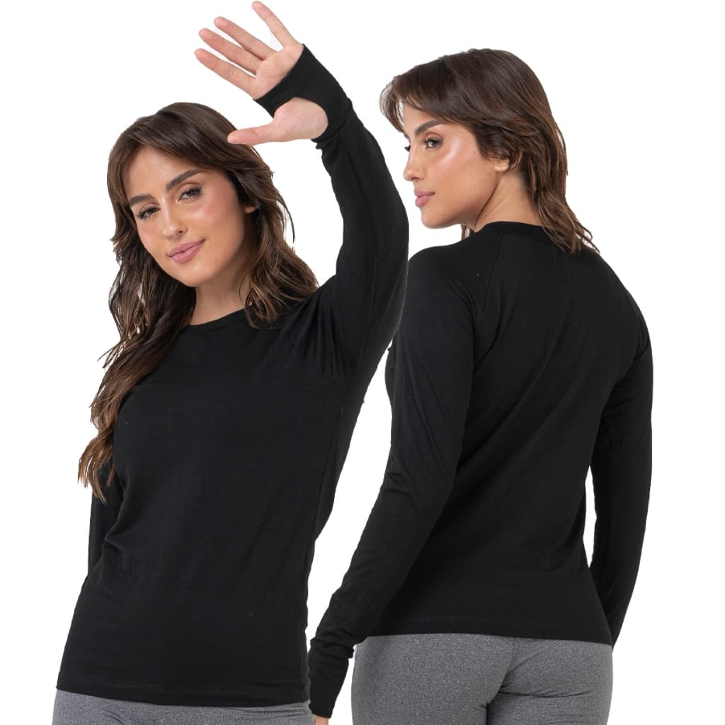 Camisa Bravaa Store Blusa Segunda Pele Feminina Manga Longa Dedeira 174