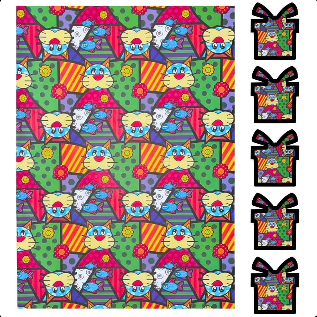 Papel De Presente 5 Folhas Infantil Unissex Adulto Colorido!