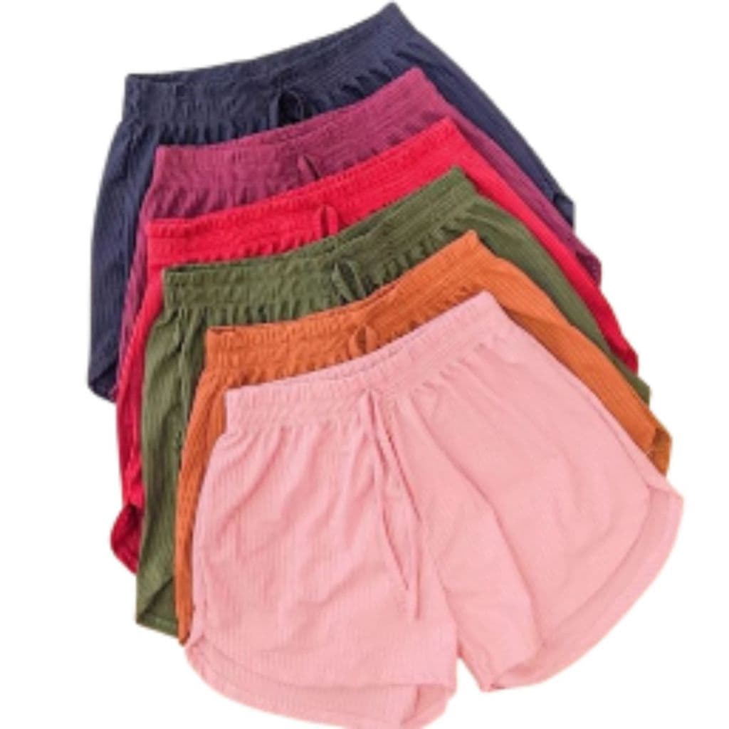 Kit 3 Shorts Feminino Malha Canelada