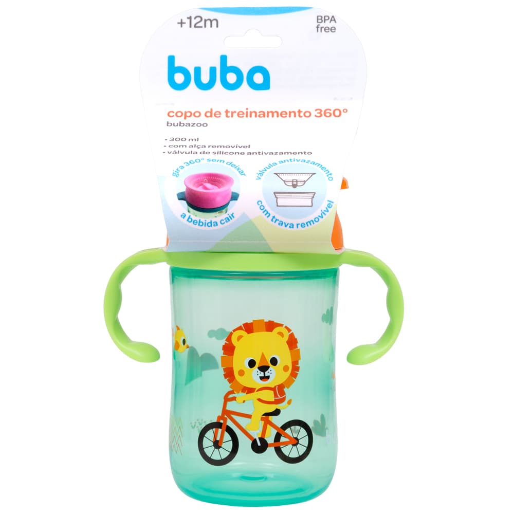 Copo de Treinamento BUBA com Alça Removível 360° - Zoo Leão 300ml