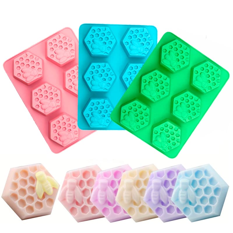 Forma de Silicone colmeia abelha mel com 06 cavidade
