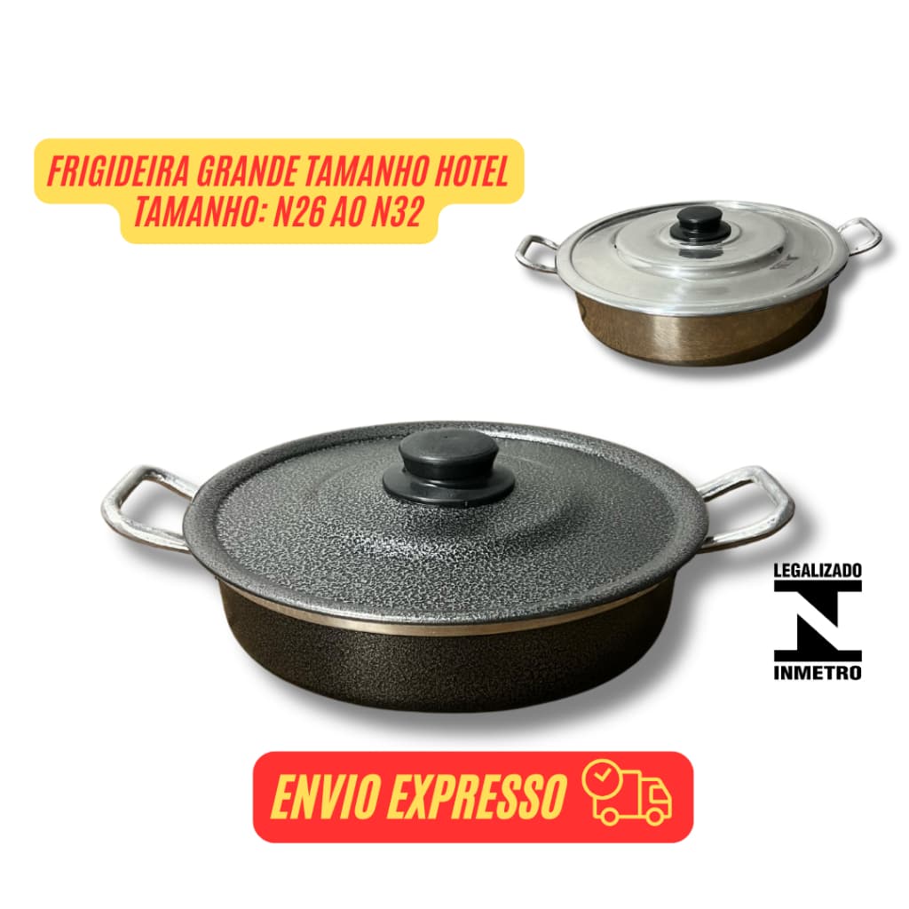 panela frigideira com tampa grande de alumínio polido ou preto tacho panela de fritura moqueca