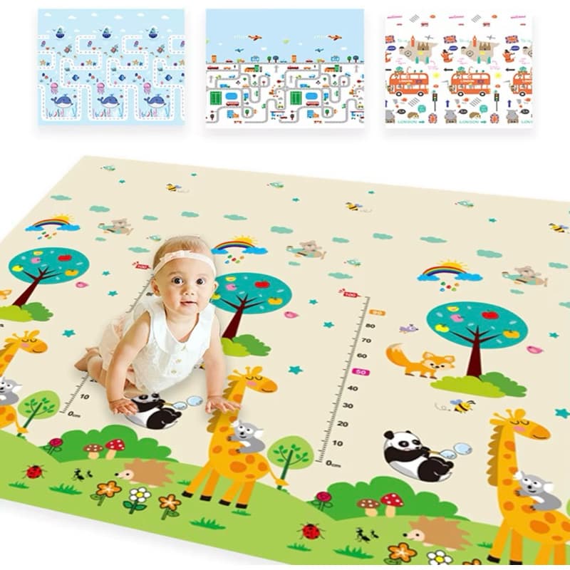 Tapete Térmico Infantil 190cmx150cmx8mm Emborrachado Dupla Face 10mm Pista e Urso Tapete Grosso Bebê