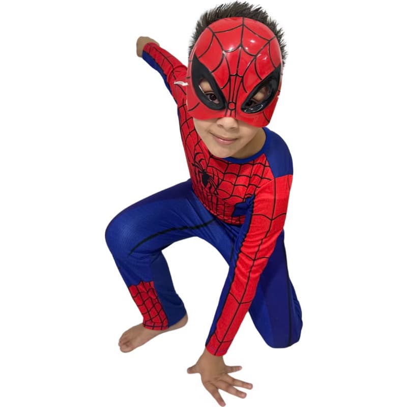 Fantasia Infantil Do Homem Aranha Meia Mascara Longa Com Enchimento