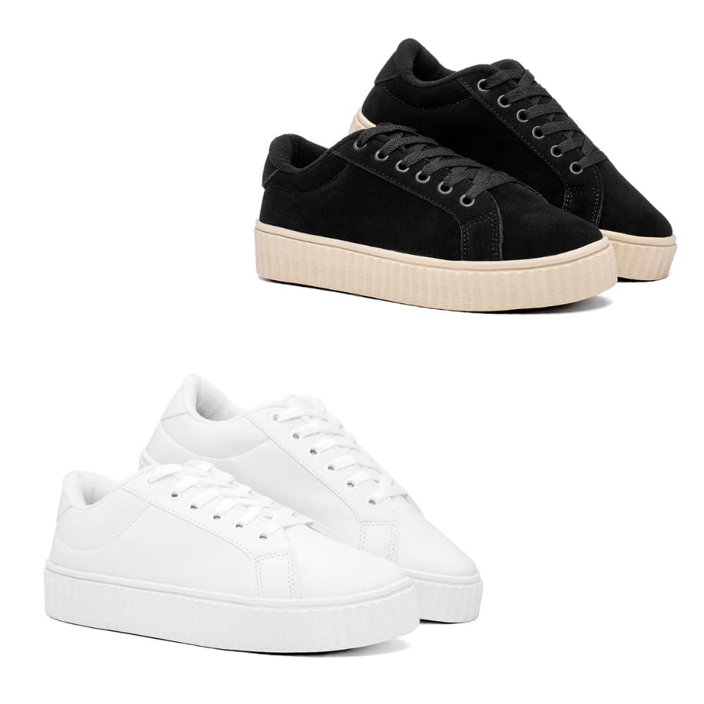 KIT 2 PARES Tênis Plataforma Leve e Confortável Feminino Adulto