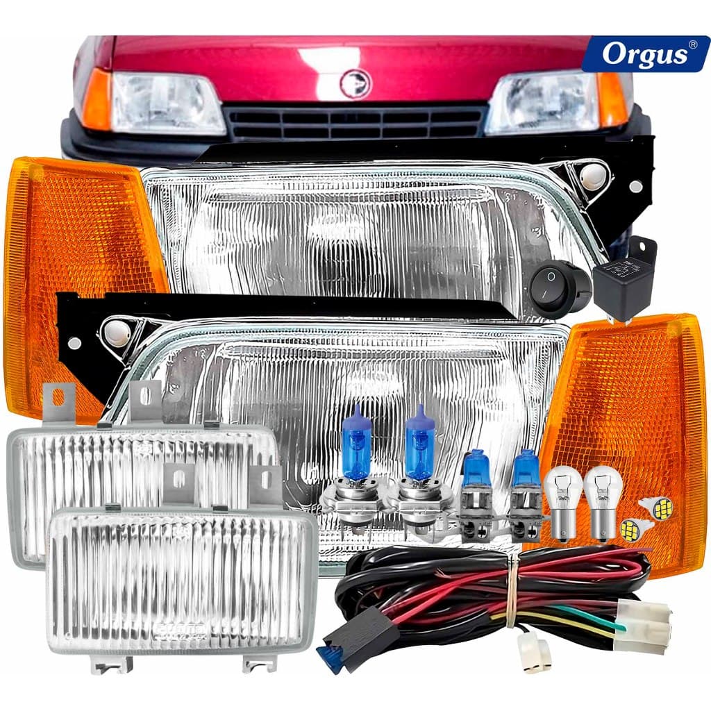 Farol Kadett 89 90 91 92 93 94 95 96 97 98 Farol de Milha Completo Seta Âmbar Lâmpadas Super Brancas