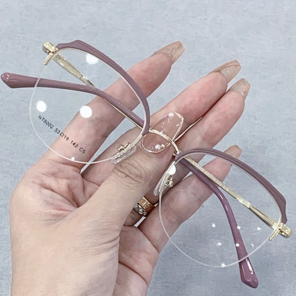 Oculos de armacao metal fio de nylon feminino elegante