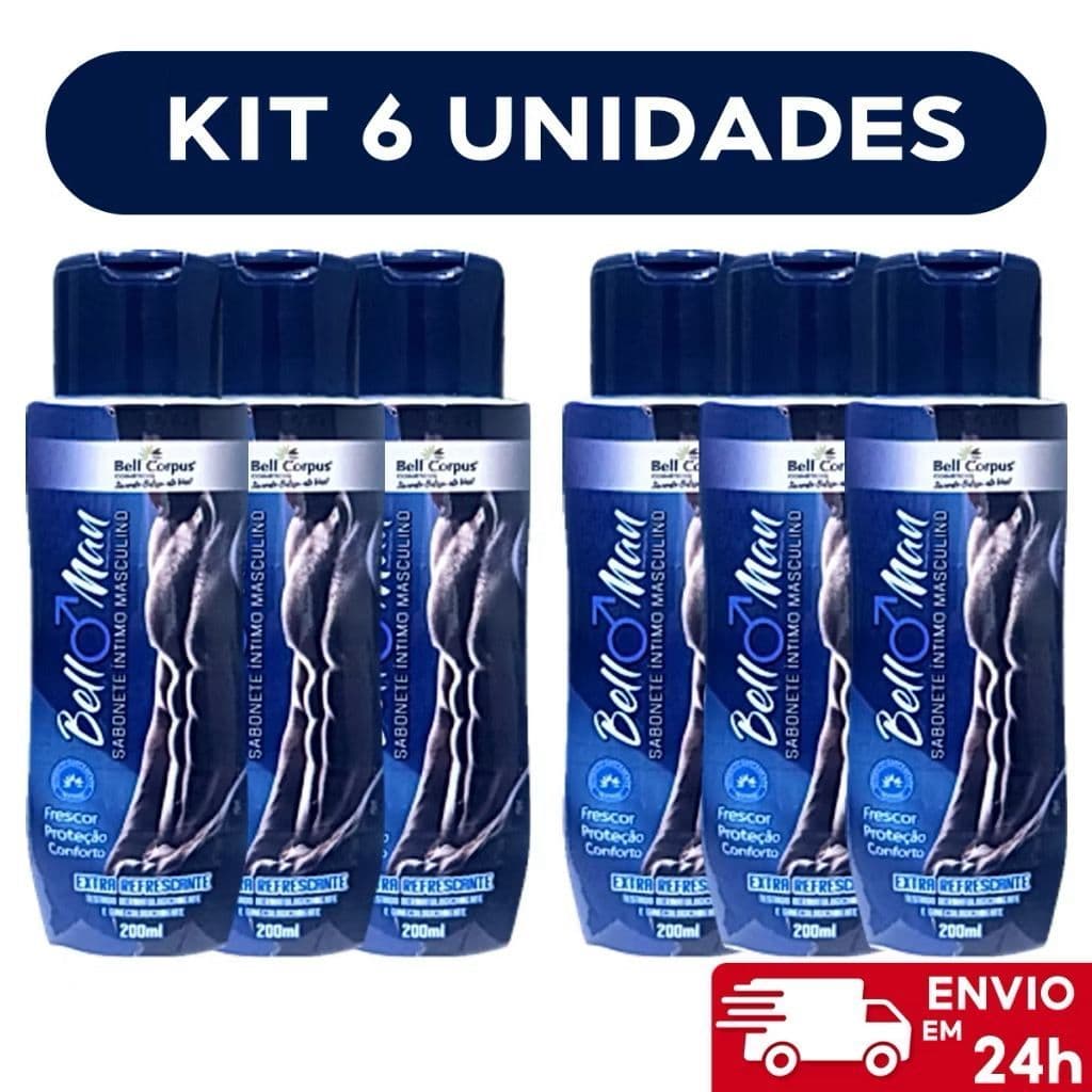 Kit 6 Sabonete Íntimo Masculino Bell Man - Bell Corpus 200ml