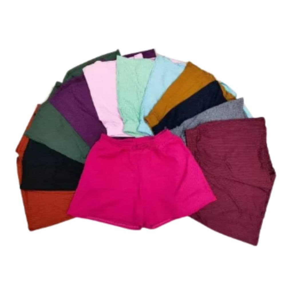 Kit 5 Shorts Feminino Malha Canelada Moda Praia P ao G3