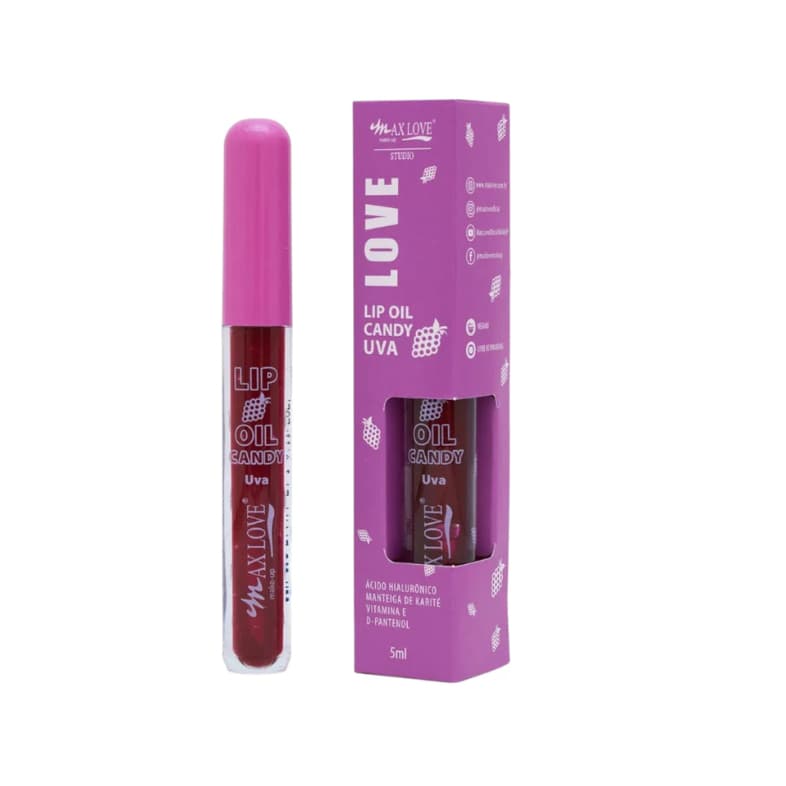 MAX LOVE  GLOSS LIP OIL CANDY UVA 605  ACIDO HIALURONICO MANTEIGA DE CARITÉ D- PANTENOL5ml