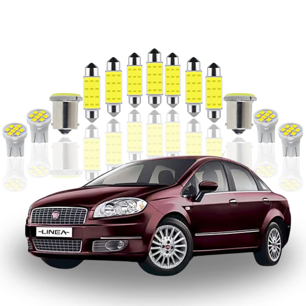 Kit Lâmpada led Fiat Linea 2008 a 2016 ( Farolete Placa Teto Ré porta luvas porta malas ) pingo T10 Torpedo 41mm 39mm