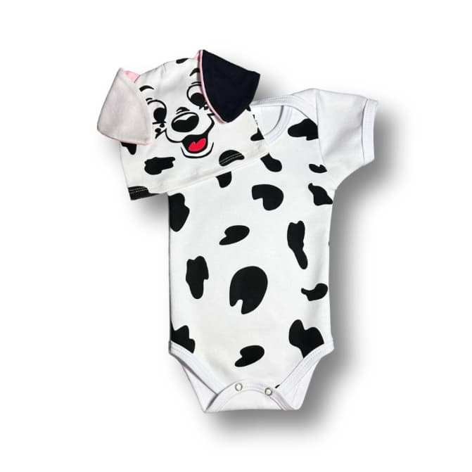 Kit Body e Touca Bebê - Cachorrinho Dálmatas Temático