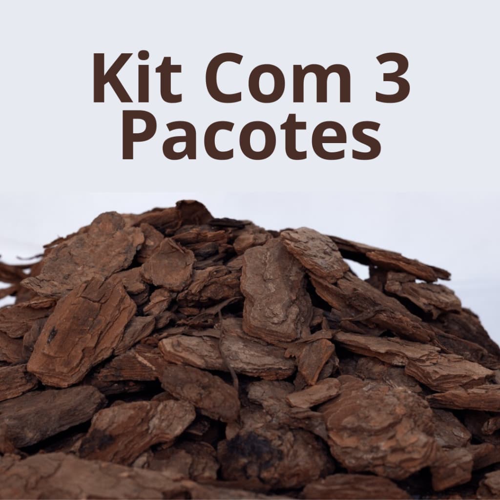 Kit Com 3 Pacotes de Casca de Pinus Rústica Natural 30L Para Decoração de Jardim Vasos Arranjos