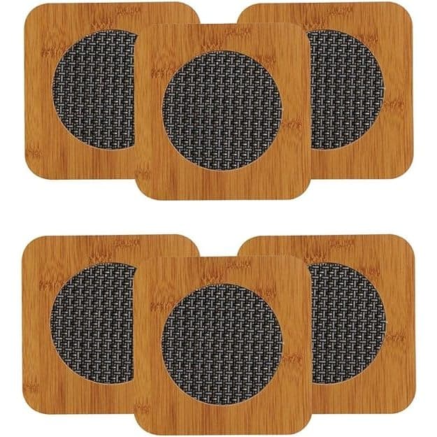 Conjunto 4 Descanso Panela Quente Quadrado Bambu Metal Travessa Apoio Mesa Antiderrapante Calor Pés